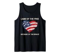 USA Corazón - Land of The Free Because of The Brave Camiseta sin Mangas