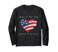 USA Corazón - Land of The Free Because of The Brave Manga Larga