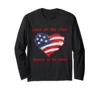 USA Corazón - Land of The Free Because of The Brave Manga Larga