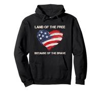 USA Corazón - Land of The Free Because of The Brave Sudadera con Capucha