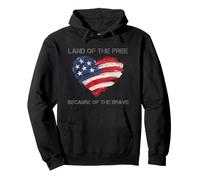 USA Corazón - Land of The Free Because of The Brave Sudadera con Capucha