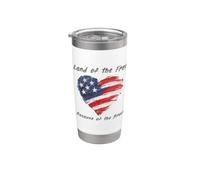 USA Corazón - Land of the Free because of the Brave Vaso térmico de acero inoxidable de doble pared