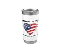 USA Corazón - Land of the Free because of the Brave Vaso térmico de acero inoxidable de doble pared