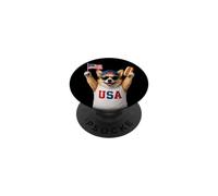 USA Corgi celebra el 4 de Julio America Party Sports Fan PopSockets PopGrip Adhesivo