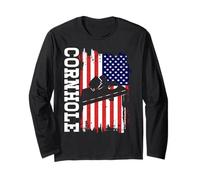 USA Cornhole Bandera Americana Corn Hole Jugadores Divertido Cornhole Manga Larga