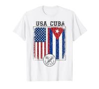 USA Cuba - Banderas Vintage envejecidas con Ancla de á Camiseta
