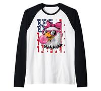 USA Eagle Pink Bow Bubblegum Gafas de Sol Camiseta Manga Raglan