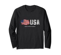 USA Fashion Shirt, United States of America Flag Map Graphic Manga Larga