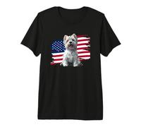USA Flag 4th July Fourth Patriotic America Westie Dog Lover Camiseta Premium