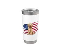 USA Flag American 4th July Fourth Patriotic Doodle Lover Vaso térmico de acero inoxidable de doble pared