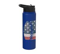 USA Flag American Flag Baseball Patriotic 4th of July Stainless Steel Insulated Water Bottle