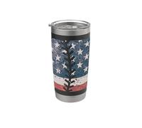 USA Flag American Flag Baseball Patriotic 4th of July Vaso térmico de acero inoxidable de doble pared