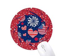 Usa Flag amor corazon Star Festival Wheel mouse pad de goma roja redonda
