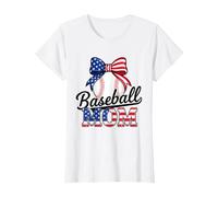 USA Flag Coquette Bow Patriotic Baseball Mama Game Day Women Camiseta