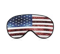 USA Flag Red Blue Sparkles Glitters Sleeping Blindfold Mask Cute Eye Shade Cover con correa ajustable para Mujeres Hombres Night