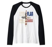USA Flag Religious Quote 4th of July Christian Faith Camiseta Manga Raglan
