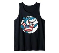 USA Flag Shark Funny American Patriotic 4th of July Camiseta sin Mangas