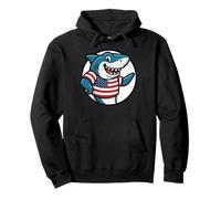 USA Flag Shark Funny American Patriotic 4th of July Sudadera con Capucha