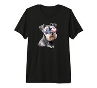 USA Flag Sunglasses 4th July American Miniature Schnauzer Camiseta Premium