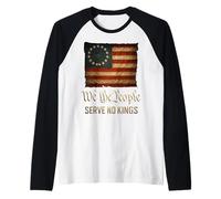 USA Flag We The People Serve No Kings Camiseta Manga Raglan