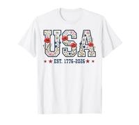 USA Floral EST 1776 2026 Patriotic American Anniversary Camiseta