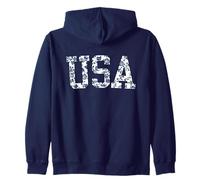 USA Floral Varsity Tiny Blue French Toile Texto Sudadera con Capucha