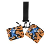 Usa Football Skeleton Halloween - Cartera para hombre y niño | Monedero de tamaño compacto con cremallera y bolsillo con cremallera para hombres y mujeres, paquete de 2