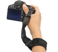 USA Gear Correa de muñeca para cámara - Correa de neopreno para camara con soporte cómodo y hebillas de liberación rápida - Compatible con cámaras Canon, Nikon, Sony y más sin espejo (negro)