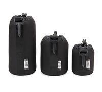 USA Gear FlexARMOR Pack de 3 Fundas para Objetivos De Neopreno - Funda Pequeñas, Mediana Y Grande. para Lentes De hasta 70-300 Mm con Abertura con Cordón, Clip Adjunto Y Trabilla Reforzada - Negro