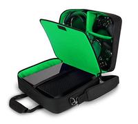 USA Gear Funda Bolsa de Transporte de Consolas Compatible con Todos los Modelos de Xbox - Correa de Hombro Acolchada y Almacenamiento de Accesorios para Controladores, Cables y Auriculares - Verde