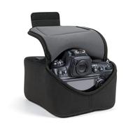 USA Gear Funda Camara DSLR/SLR Medianas, Estuche Neopreno Acolchado, Compatible Sony A7 V, Canon EOS R6 Mark II, Nikon Z 6III y mas, Bolsillo Accesorios con Cremallera, Trabilla Cinturon (Negro)
