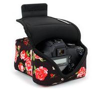 USA Gear Funda Cámara Reflex DSLR con Protección de Neopreno, Presilla para Cinturón y Almacenamiento de Accesorios - Compatible con Nikon D3400, Canon EOS Rebel SL2, Pentax K-70 y más - Floral