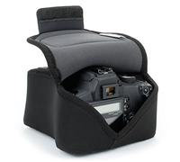 USA Gear Funda Cámara Reflex DSLR con Protección de Neopreno, Presilla para Cinturón y Almacenamiento de Accesorios - Compatible con Nikon D3400, Canon EOS Rebel SL2, Pentax K-70 y más - Negro