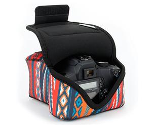USA Gear Funda Cámara Reflex DSLR con Protección de Neopreno, Presilla para Cinturón y Almacenamiento de Accesorios - Compatible con Nikon D3400, Canon EOS Rebel SL2, Pentax K-70 y más - Azteca
