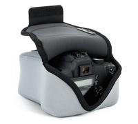 USA Gear Funda Cámara Réflex DSLR de Neopreno (Mediana), Compatible con Canon EOS R100, Nikon Z30 y Sony ZV-E10, con Bolsillo Cremallera, Presilla Cinturón y Protección Acolchada (Gris)