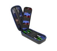 USA Gear Funda para Dardos - Estuche 3 Dardos de Punta Blanda con Compartimento Puntas de Plástico, 12 Ranuras Plumas, Varillas y Otros Accesorios - Diseño de Espuma con Cierre Seguridad (Azul)