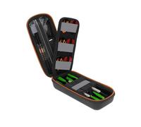 USA Gear Funda para Dardos - Estuche 3 Dardos de Punta Blanda con Compartimento Puntas de Plástico, 12 Ranuras Plumas, Varillas y Otros Accesorios - Diseño de Espuma con Cierre Seguridad (Negro)