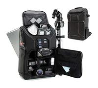 USA Gear Mochila Completa para Cámara DSLR, Funda Resistente al Agua Compartimento para Portátil y divisores para Meter un Tripode, Objetivos, Compatible con Canon, Nikon, Sony y Muchas más - Negro