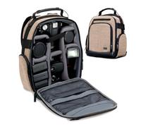 USA Gear Mochila para Cámara DSLR (Marrón) con Divisores Personalizables, Fondo Resistente y Respaldo Cómodo - Compatible con Canon, Nikon, Sony y más