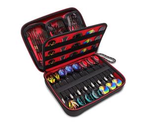 USA Gear XL Estuche para Dardos Semirrígido - Estuche de Transporte para Dardos (15), Punta de Dardo, Ejes de Dardo, Vuelo de Dardo - Compatible con Dardos de Punta Suave y de Acero (Rojo)