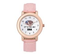 USA It's in My DNA - Elegante reloj analógico de cuarzo para mujer, correa de piel