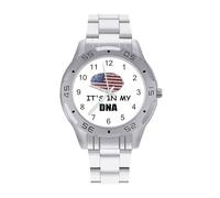 USA It's in My DNA - Reloj analógico de cuarzo para hombre, correa de acero inoxidable, reloj de pulsera de negocios