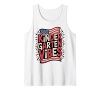 USA Kindergarten Escuela Vibes Primer Día América Profesor Camiseta sin Mangas