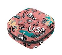 USA Map First Period Kit para niñas, bolsa menstrual de tampón, soporte para almohadilla de lactancia con cremallera, organizador de servilleteros sanitarios