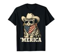 USA 'Merica Cat 4th of July Men Women Kids Funny Patriotic Camiseta