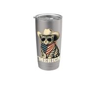 USA 'Merica Cat 4th of July Men Women Kids Funny Patriotic Vaso térmico de acero inoxidable de doble pared