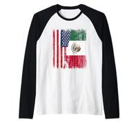 USA México Media Bandera American Mexican Heritage Camiseta Manga Raglan