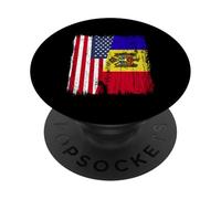 USA Moldavia Media Bandera American Moldova Heritage PopSockets PopGrip Adhesivo