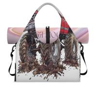 USA Monster Car Truck - Bolsa deportiva de lona para mujeres y hombres, bolsa de fin de semana con compartimento para zapatos, bolsa de hombro para yoga, gimnasio, viajes, color, L, Organizador de