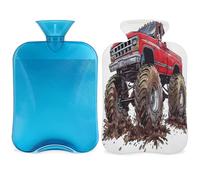 USA Monster Car Truck - Botella de agua caliente con tapa, 2 L, bolsa de agua de gran capacidad para noches acogedoras, alivio del dolor, espalda, cuello y hombros